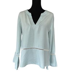 Cloth & Stone V-neck Chambray Top With Bell Sleeve Size Large
